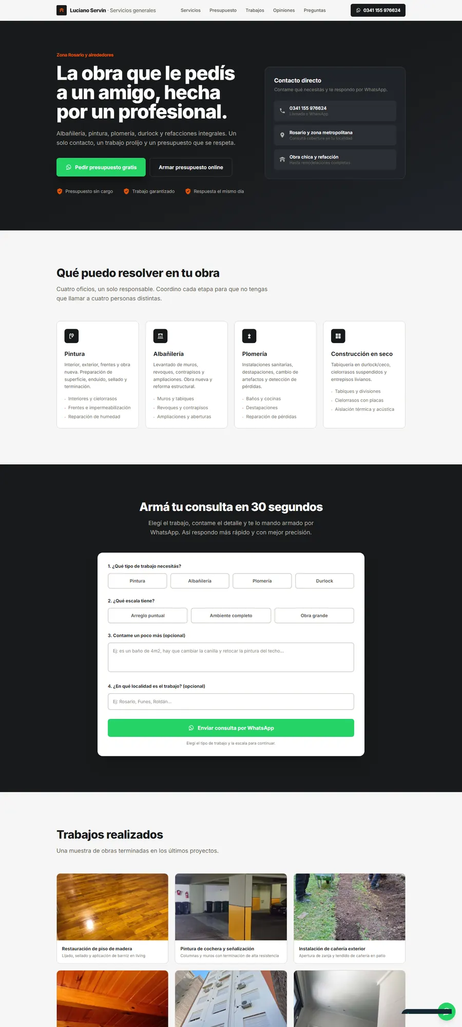 Captura de la web de LS Trabajos en General